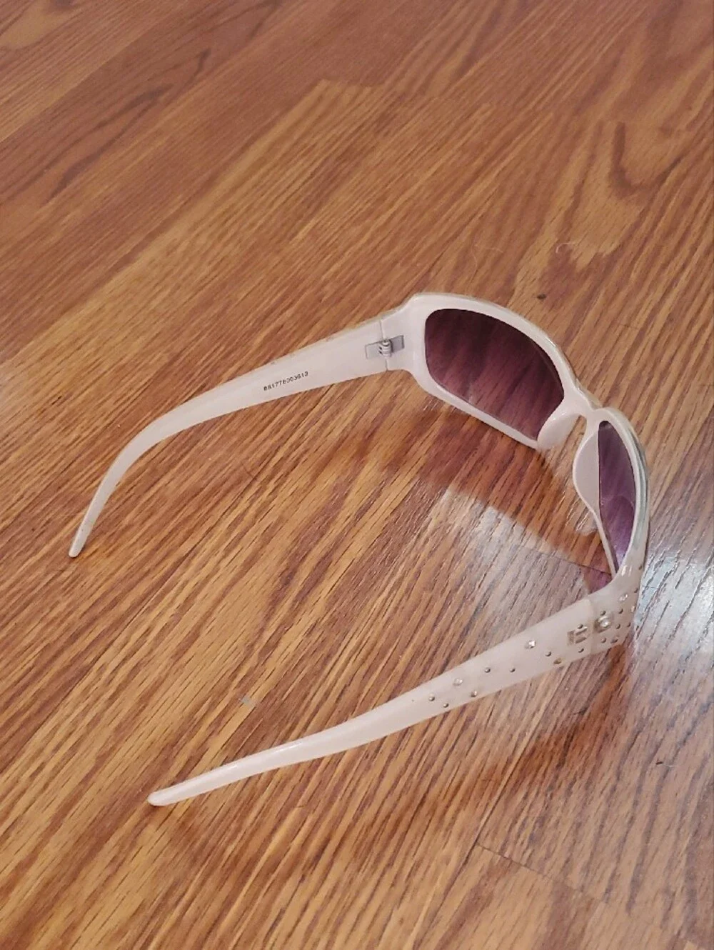Y2K Purple Lenses With White Frames And Rhinestones On The Sides